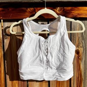 Calia by Carrie Underwood Scalloped Longline Sports Bra White L